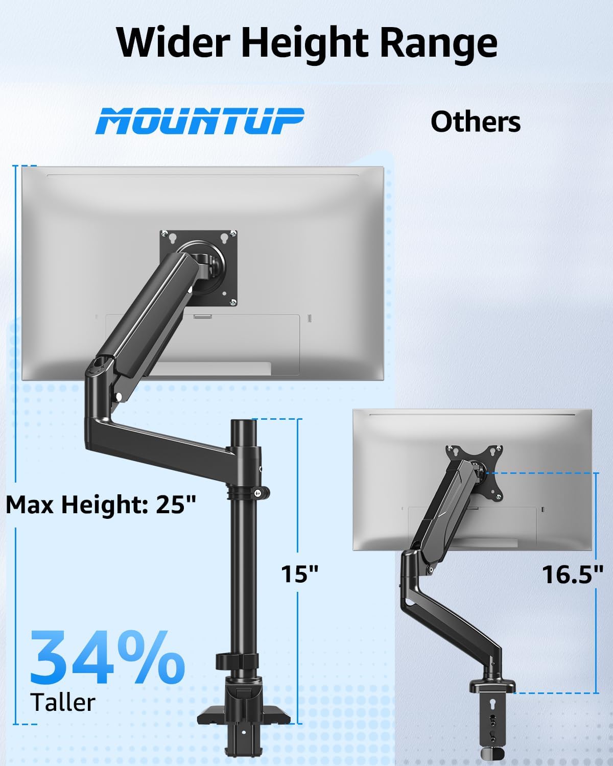 Dual Monitor Stand Fits 49 45 42 40 39 34 32 Inch Screens, Heavy Duty Dual Monitor Arm Holds 7.7-44 lbs, Vertical Stacked Monitors Mount, Full Motion, Height Adjustable, VESA Mount