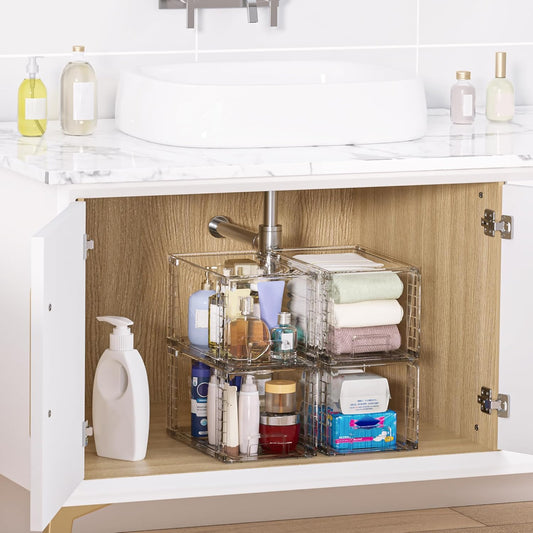 Large Stackable Storage Drawers, Clear