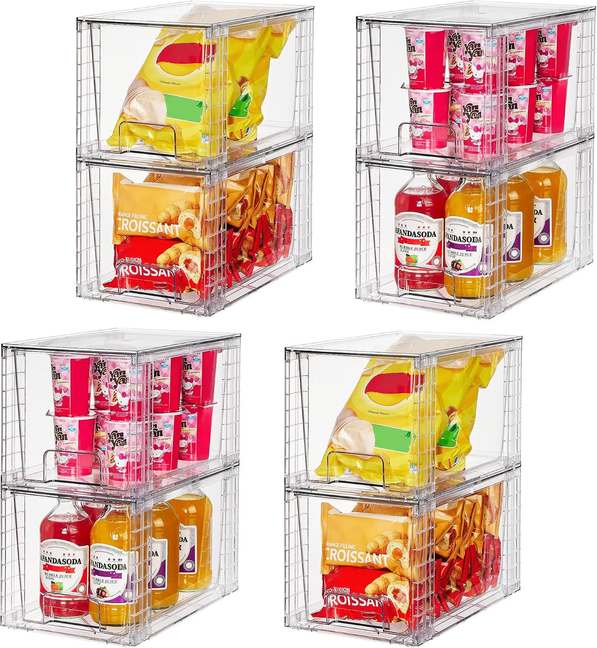 Large Stackable Storage Drawers, Clear