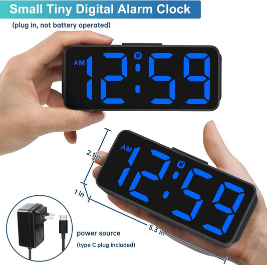 Small Digital Alarm Clock for Bedroom, Large Number, Battery Backup