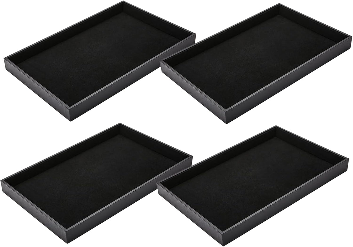 Black Velvet Stackable Jewelry Tray Showcase Display Earring Necklace Bracelet Rings Organizer……