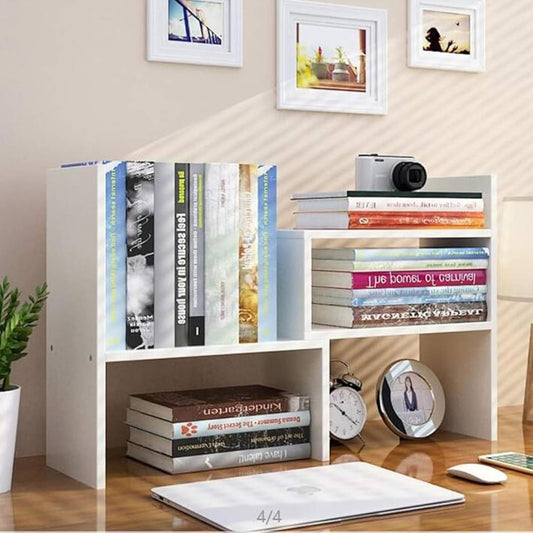 Desk Shelf Organizer, Desktop Shelves, Adjustable Desktop Corner Shelf, Bookshelf Storage Rack and Cubicle Decor for Desk, Tabletop, School, Office, Dorm Desk Organizer - White