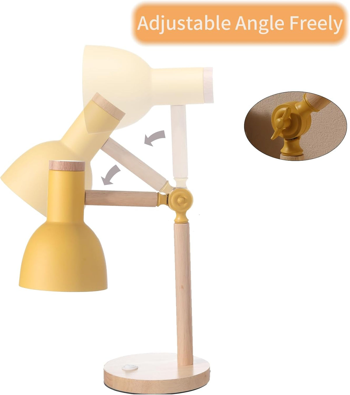 Adjustable Wooden Arm Desk Lamp, Metal Shade Table Lamp