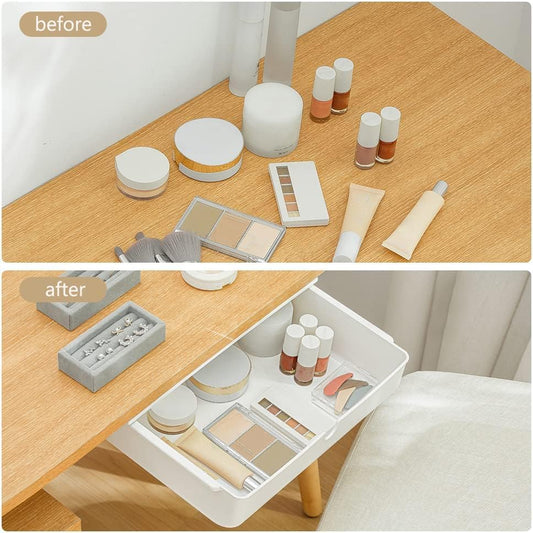 Under Desk Drawer Self-Stick Storage Organizer for Office Home School, Holders for Desk Accessories, Large Size, White