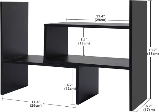 Desktop Bookshelf Desk Storage Organizer Adjustable Wood Desktop Display Shelf Rack Counter Office Storage Rack Top Bookcase - Free Style Display Natural Stand Office Supplies Desk Organizer