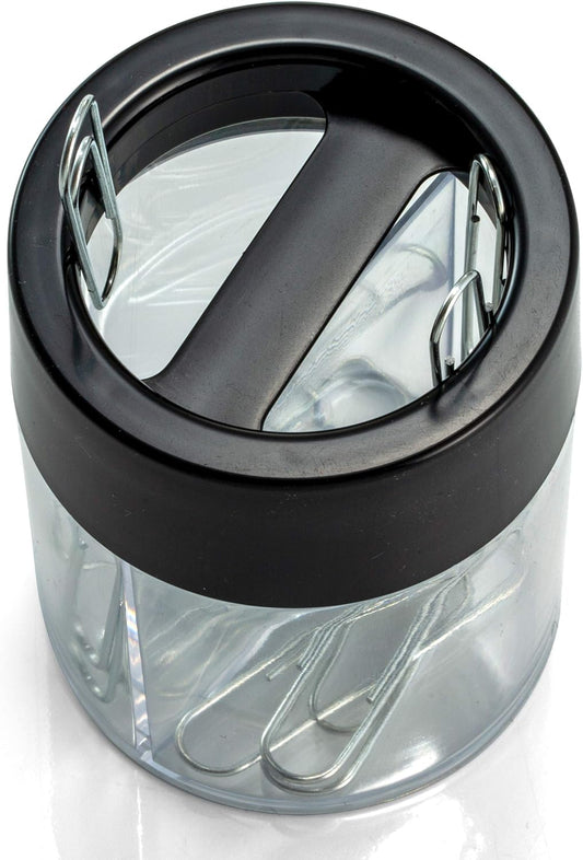 Magnetic Clip Dispenser, Large/Round, 200 Clip Capacity, Black/Smoke (93692)