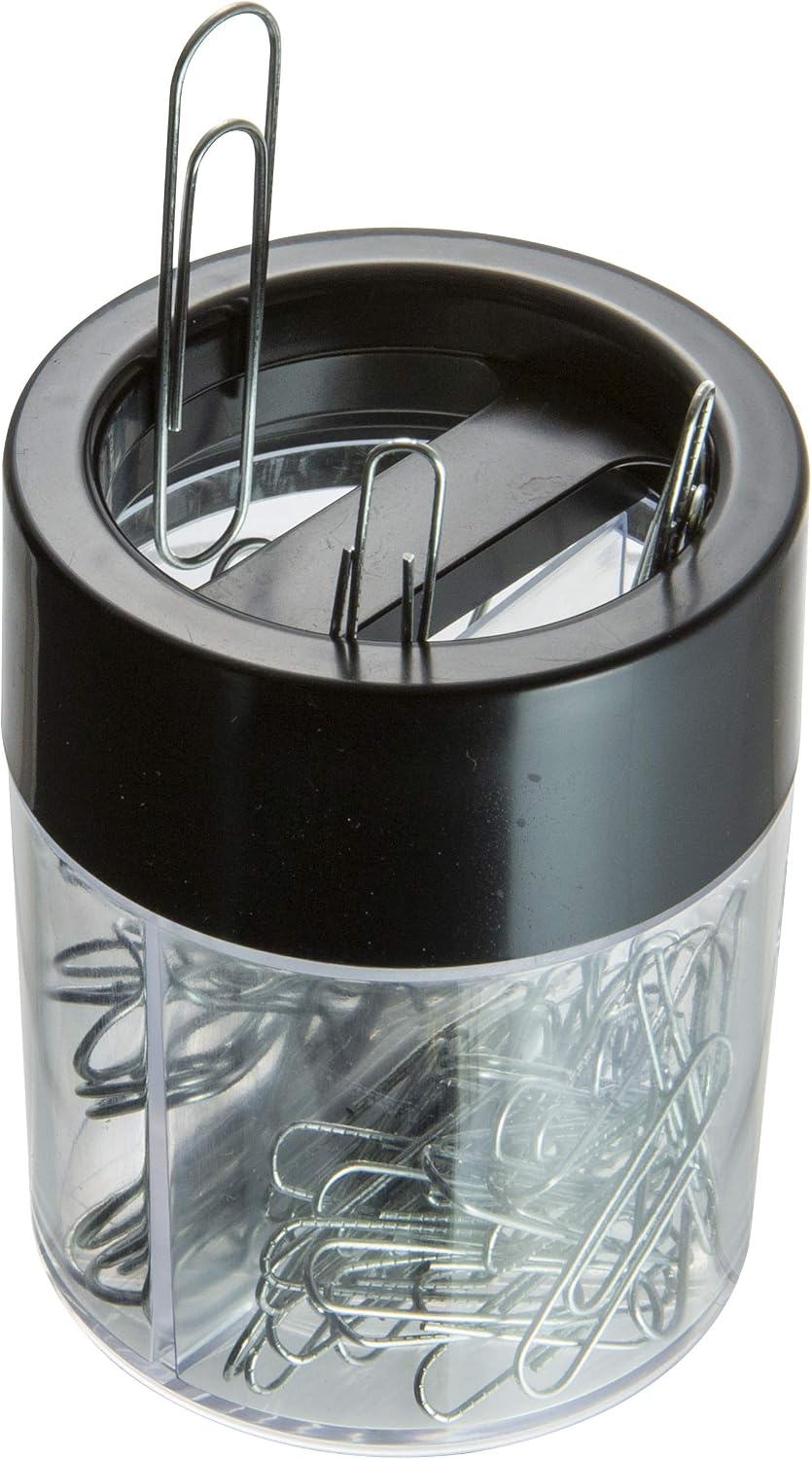 Magnetic Clip Dispenser, Large/Round, 200 Clip Capacity, Black/Smoke (93692)