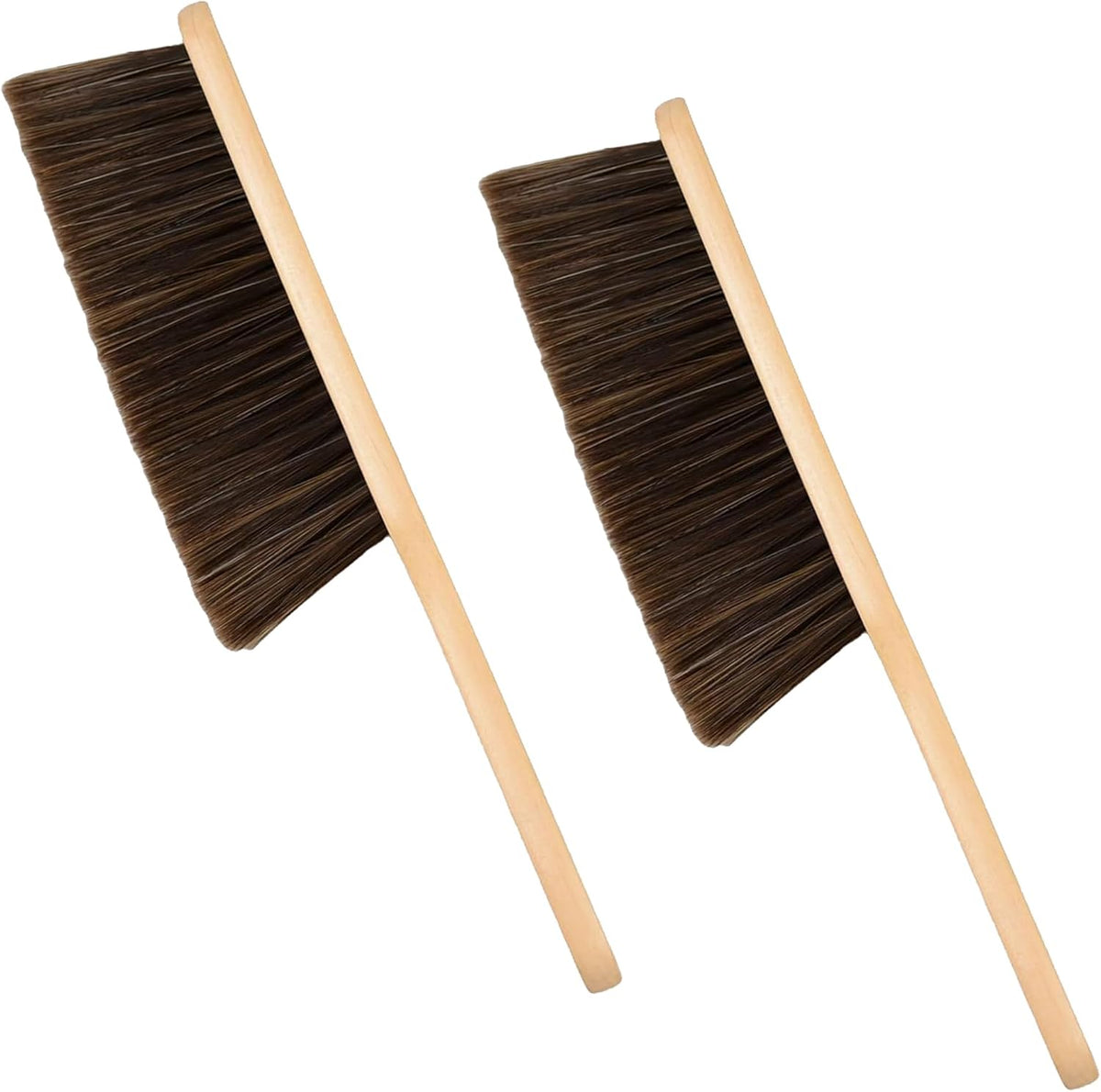 Wooden Bench Brush with Soft Bristles – 2 Pack Wide Table & Counter Dusting Brush for Cleaning Crumbs, Lint, Clothing, Furniture, Kitchen Surfaces & Workbenche