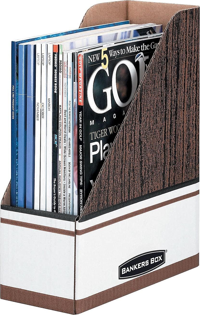 12-Pack Magazine File Holders, Oversized Letter, Wood Grain