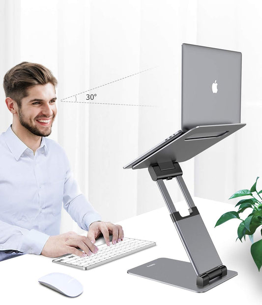 Pull-Out Height Adjustable Laptop Stand for Desk, 22 LB Support