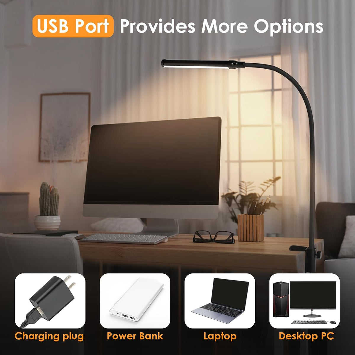 LED Desk Lamp with Clamp,Clip On Desk Lamp for Home Office