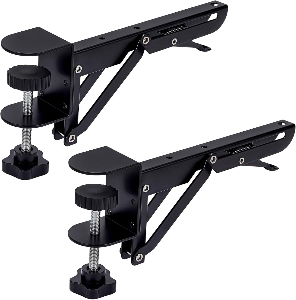 2set Under Desk Keyboard Trays Support Bracket Adjustable Desktop Extension Board Stand Clamp on Keyboard Holder Arm Rest Tray Extension Plate Support Rack for Desk (NO Tray)