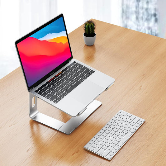 LS03 Aluminum Laptop Stand, Ergonomic Detachable Computer Stand, Notebook Riser, Laptop Mount Compatible with Air, Pro, Dell, HP, Lenovo More 10-15.6" Laptops, Silver