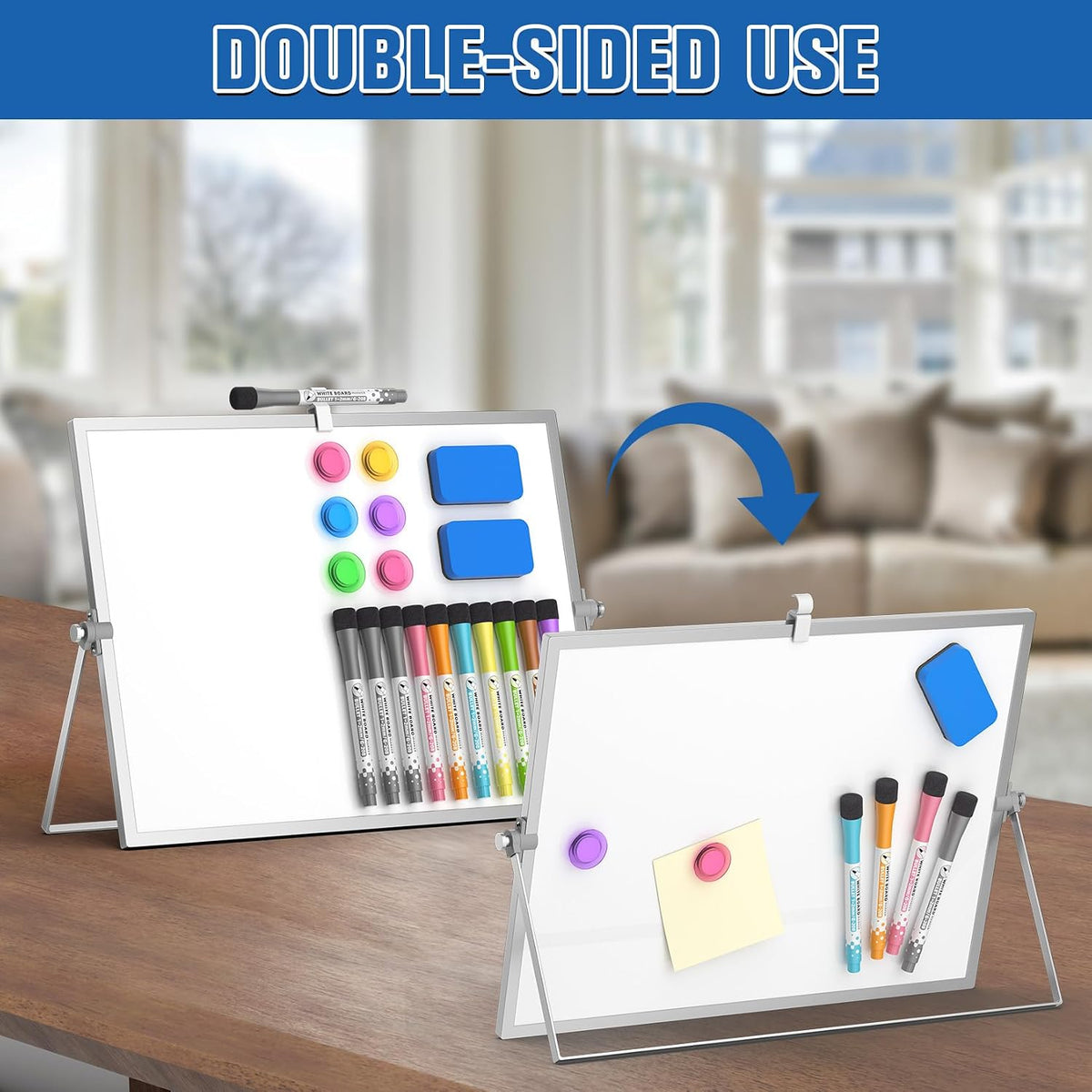 Magnetic Dry Erase Board with Stand, 18''x14'' Desktop Whiteboard