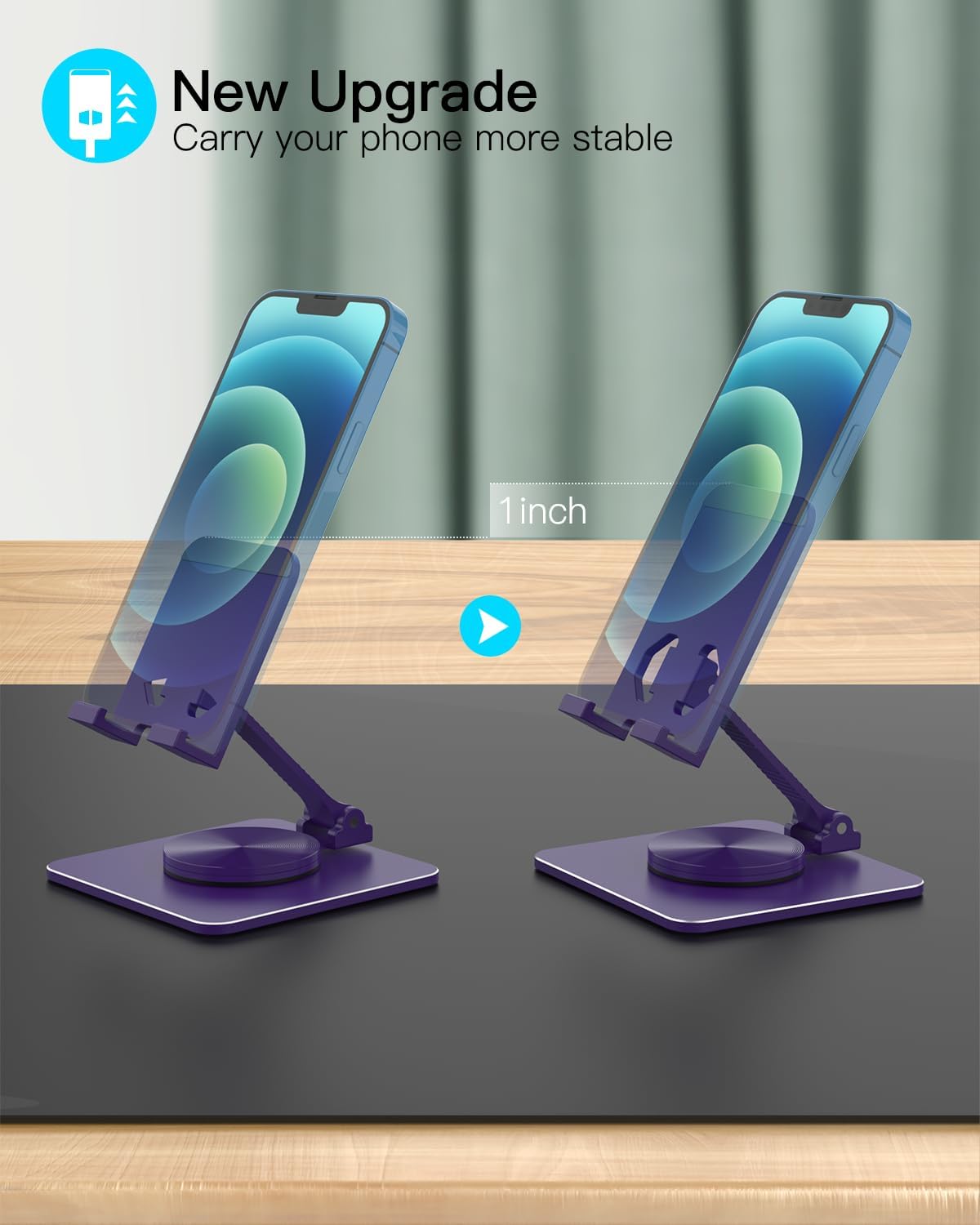Adjustable Phone & Tablet Stand, Fits 4–9.7in Devices, Pink