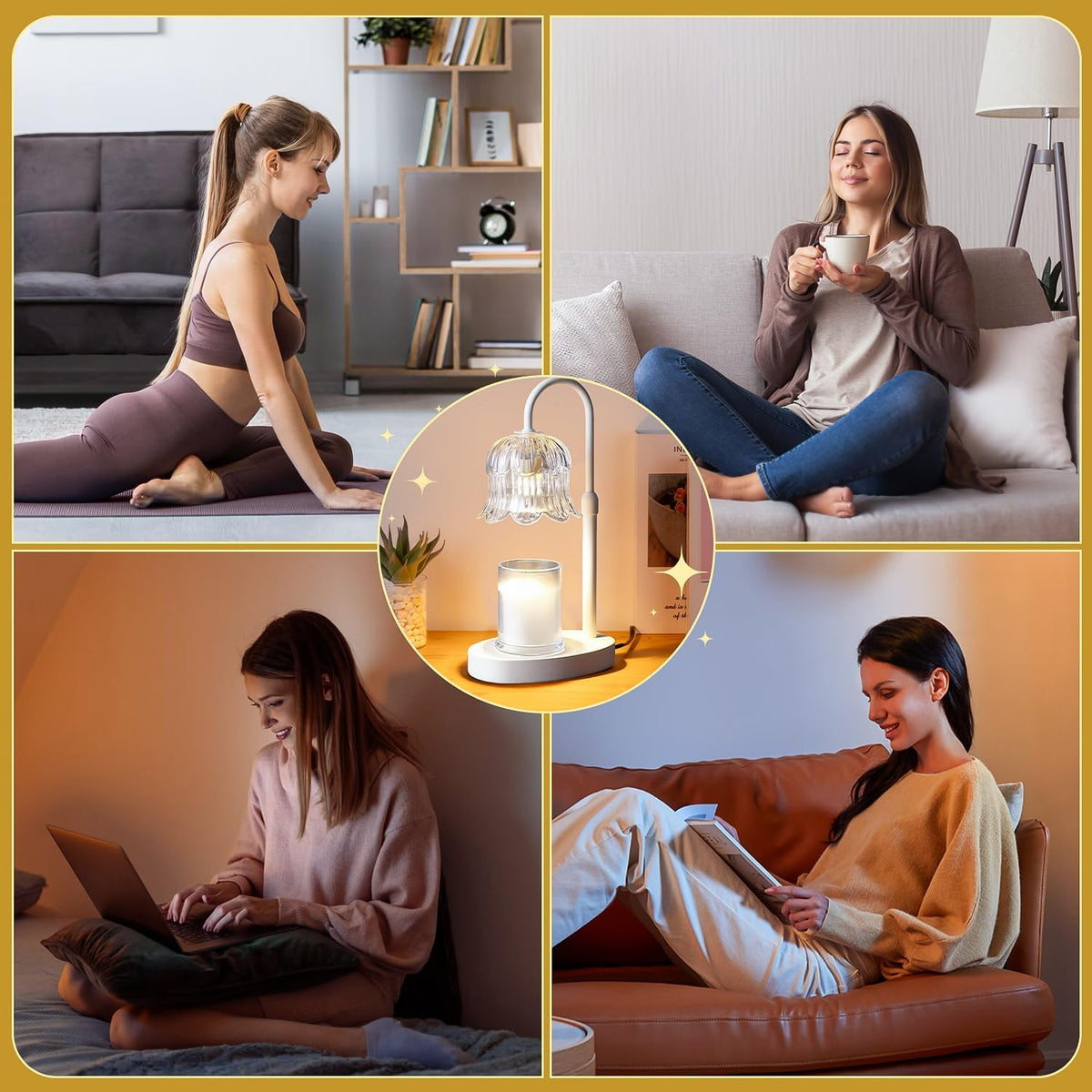 Candle Warmer Lamp Electric Timer - Flower Home Decor Women Birthday Gifts