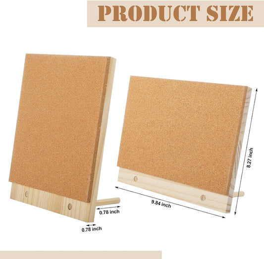 2 Pcs Desktop Cork Board 9.8'' x 8.3'' Wood Frame Bulletin Board with 12 Push Pins Display Message Memo Picture Boards for Home Office School Wall Decor