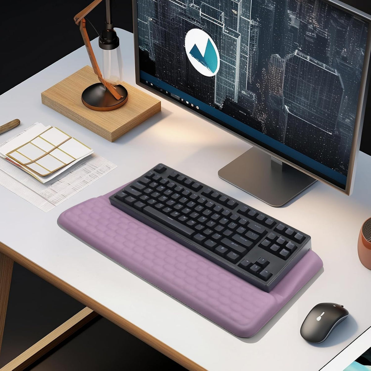 Computer Keyboard Stand with Wrist Rest Support Pad, Black