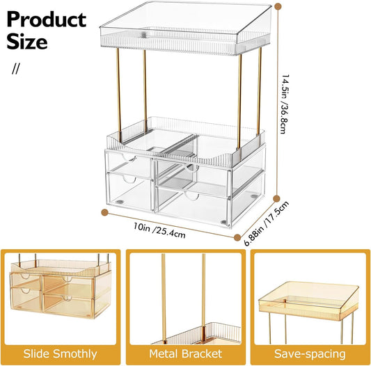 4-Tier Clear Makeup Organizer Bathroom Storage