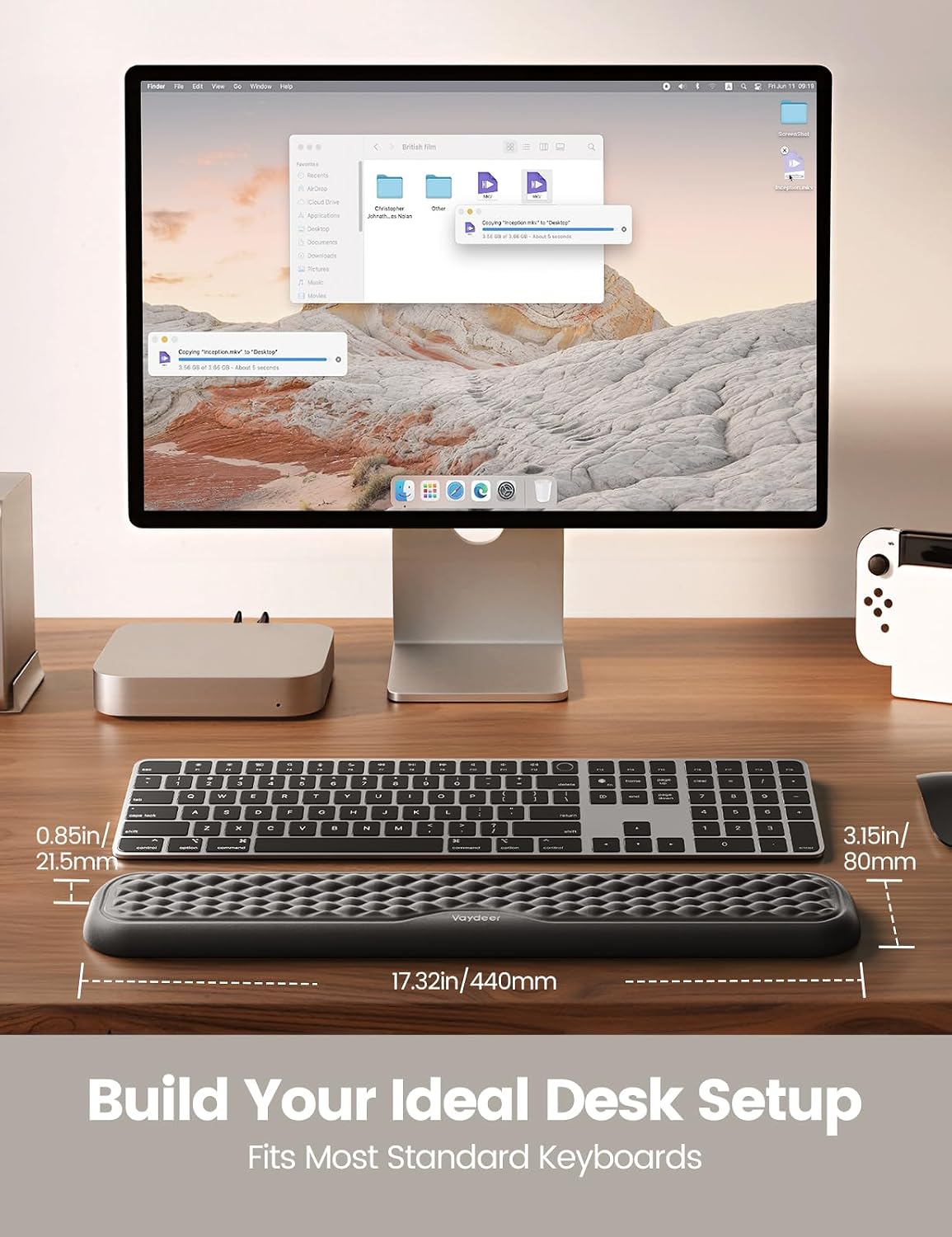 Mouse Wrist Rest Pad, Memory Foam Hand Rest Support Padded for Office, Computer, Laptop, Typing and Wrist Pain Relief and Repair (5.91 inch, Black)