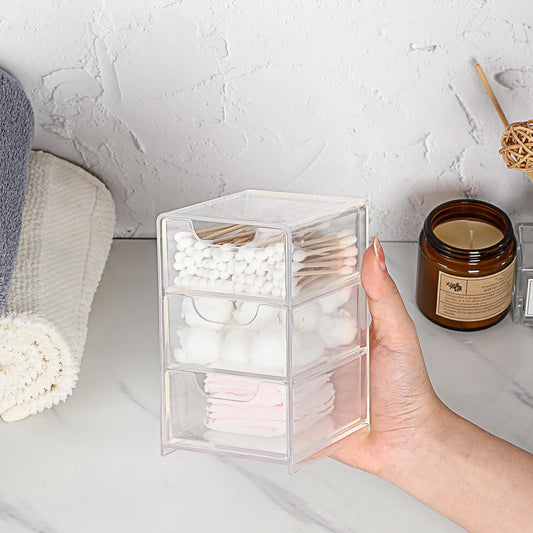 1 Pack Small Acrylic Storage Organizer with Drawers, 3-Layer