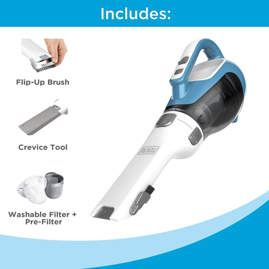 Dustbuster AdvancedClean Handheld Vacuum Cordless, Compact Home and Car Vacuum with Crevice Tool, Rotating Nozzle and Charging Station