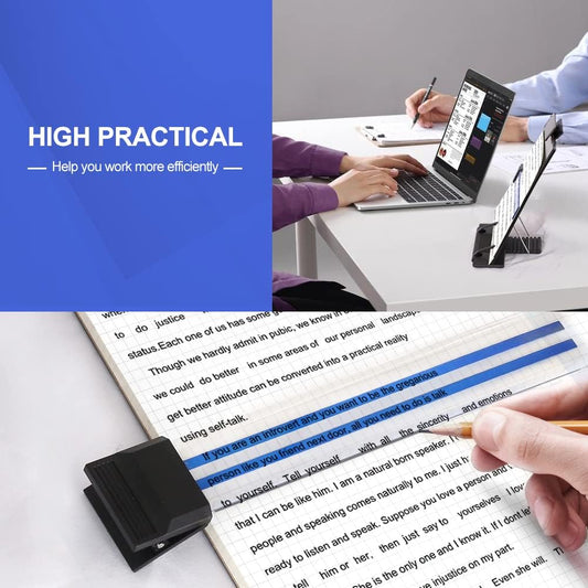 2 Pack Desktop Document Holder Stand with 7 Adjustable Position, Black Metal File Organizer Copyholder for Typing Speech Reading A4 Letter Music Book Tablet Office, with Paper Clip Line Guide