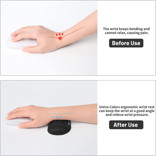 Black Superfine Memory Foam Wrist Rest Soft Gel Ergonomic Mouse Pad Wrist Support for Mouse, Gaming, Computer, Laptop, Office