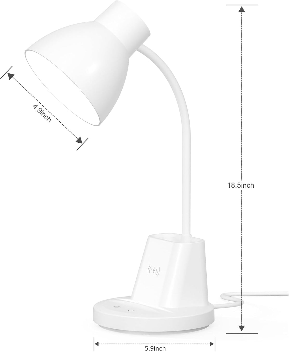 10W Wireless Charging LED Desk Lamp with Pen Holder, CRI 95, Black