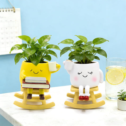 Rocking Chair Cute Face Planter Pot, Unique Succulent Plant Pots