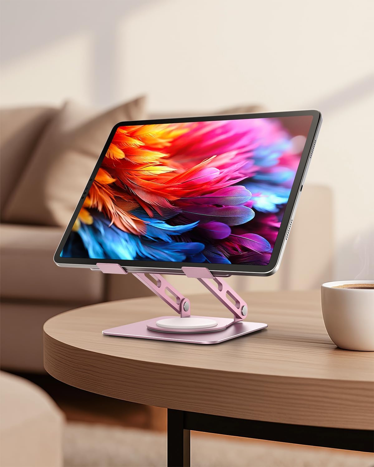 Adjustable Tablet Stand, 360 Rotating iPad Stand with Heavy-Duty Base