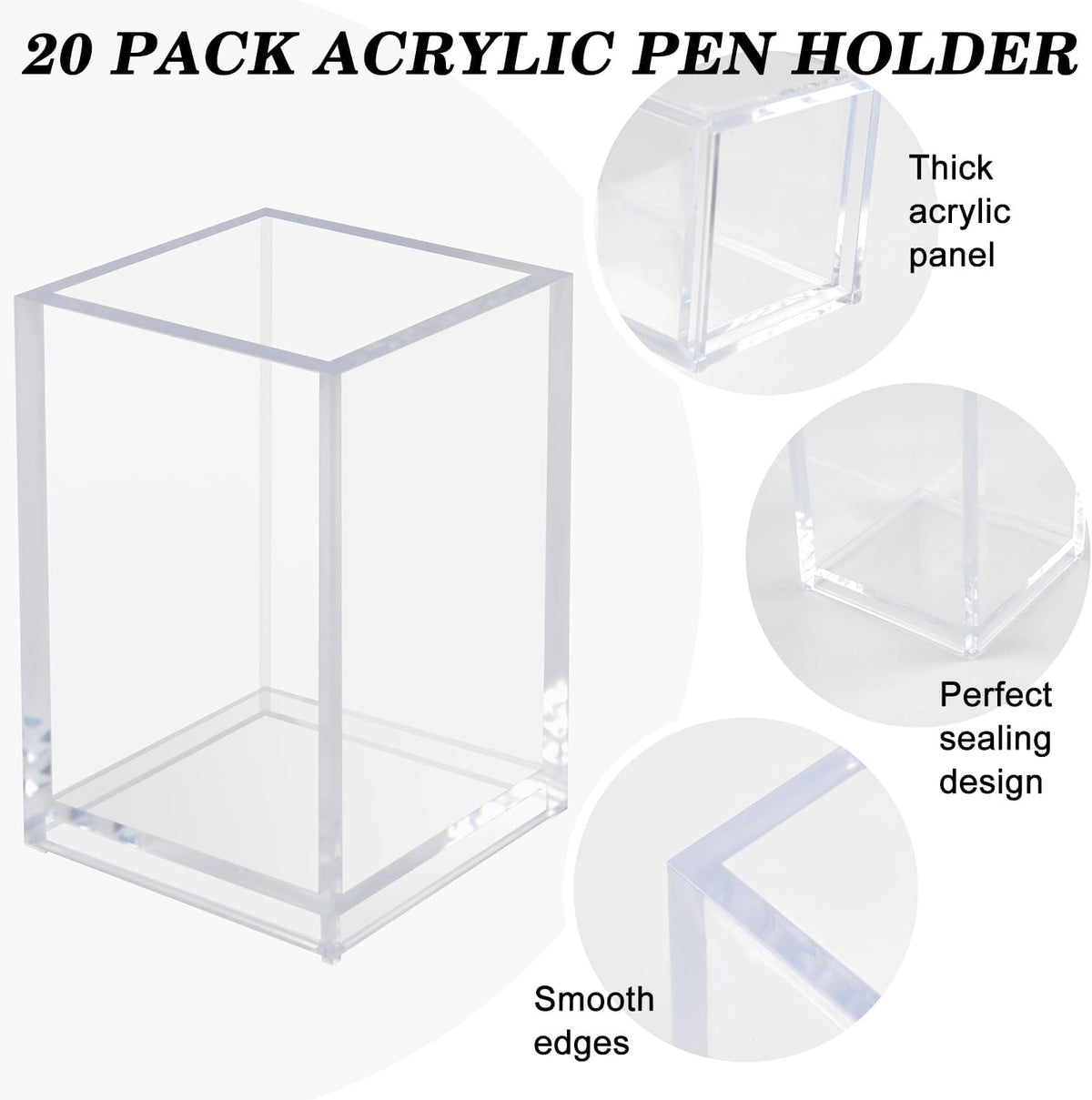 10 Pack Clear Acrylic Pen Holders For Desk, Pencil Cup Makeup Brush Holders