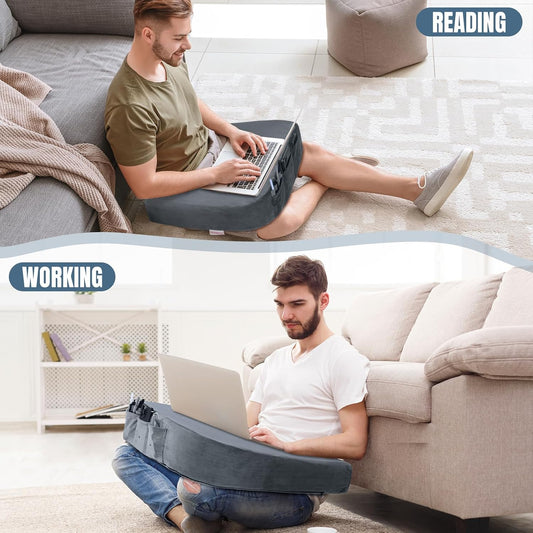 Extra Large Arm Rest Pillow for Adult Gaming,Lap Desk Pillow,Crochet Pillow for Lap Support,Foam Bed Rest Pillow for Reading (Dark Grey)