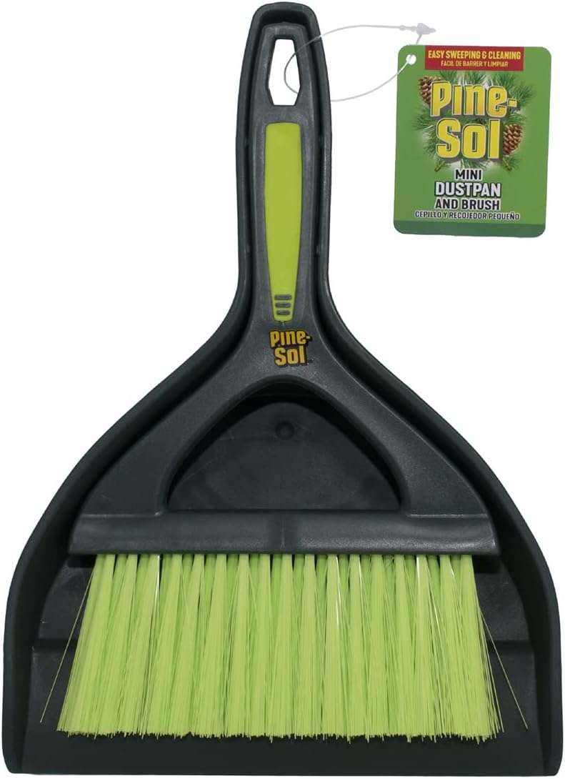 Mini Dustpan and Brush Set | Nesting Snap-On Design | Portable, Compact Dust Pan and Hand Broom for Cleaning, Green
