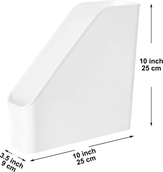 3 Pack File Folder Bin Storage, Plastic File Folder Bin Organizer with Handle (White)