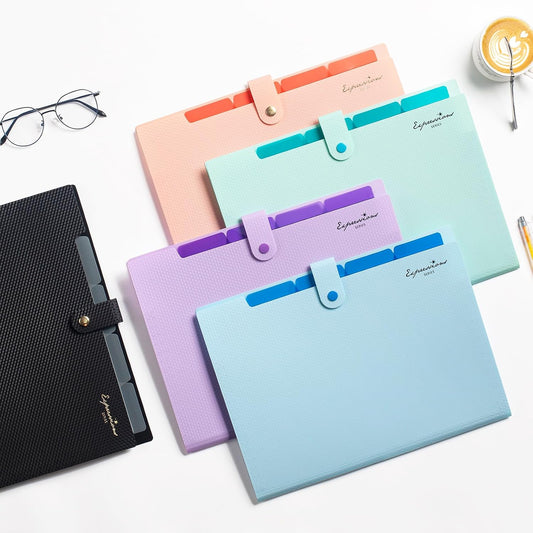 Accordion File Organizer, Expanding File Folder with Label, 5 Pocket