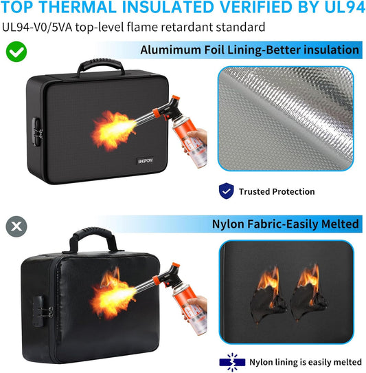 Fireproof Document Organizer Bag with Lock & Accordion File Folder