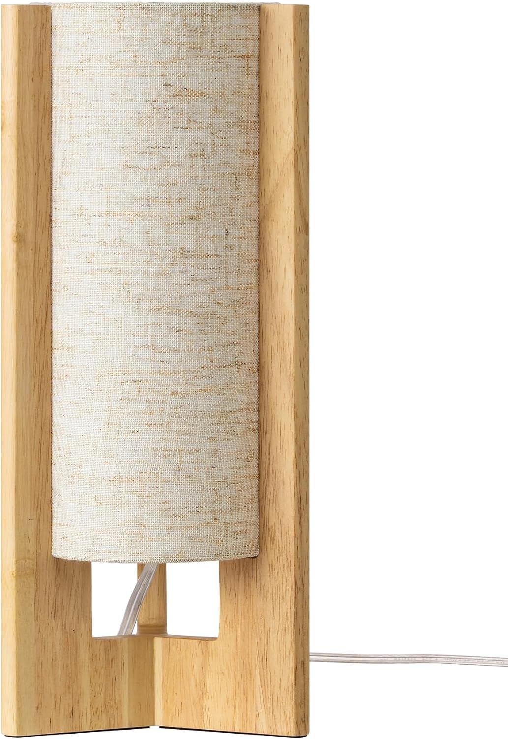 Wood Table Lamp, 13.5" Small Bedside Lamp, Rosewood, E26 Base