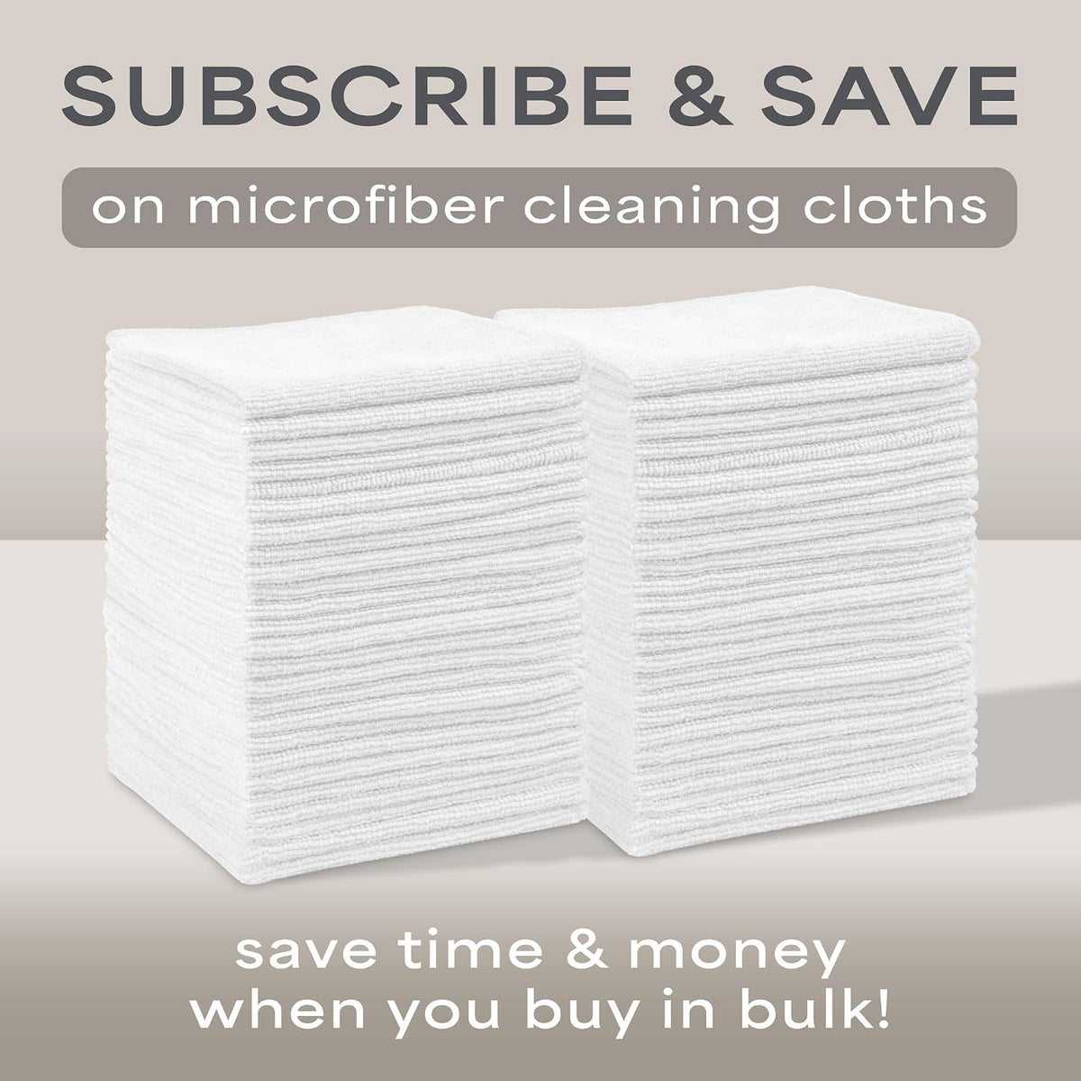 . Microfiber Cleaning Cloth, 50 Pack, 11.5" x 11.5", White