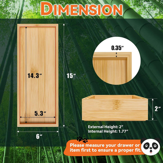 Bamboo Kitchen Drawer Organizer, 2 Pack, 15" x 6" x 2"