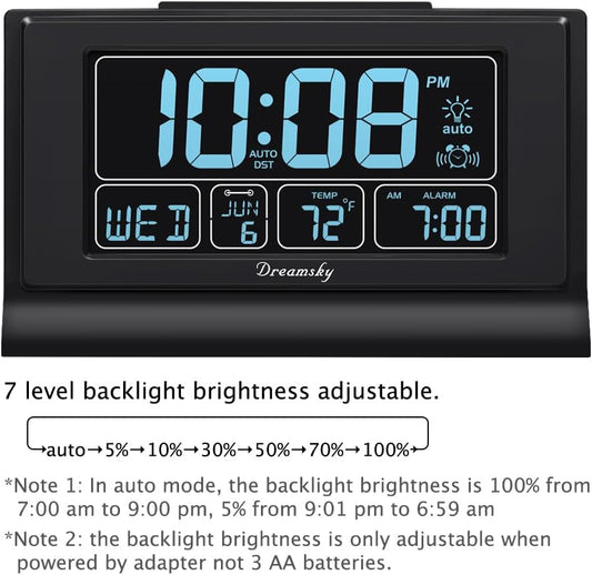 Alarm Clocks for Bedrooms with Battery Backup, Auto Set