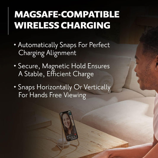 W&P MAG:2 Wireless Charging Stand - Belgian Linen, 2 in 1 Multi-Device Charger - Magnetic Stand for MagSafe iPhones 16, 15, 14, 13, 12 with Charging Base for AirPod Cases, (Forest)