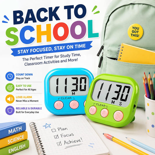 Digital Kitchen Classroom Timers for Kids Cooking 6pcs MulticolorA