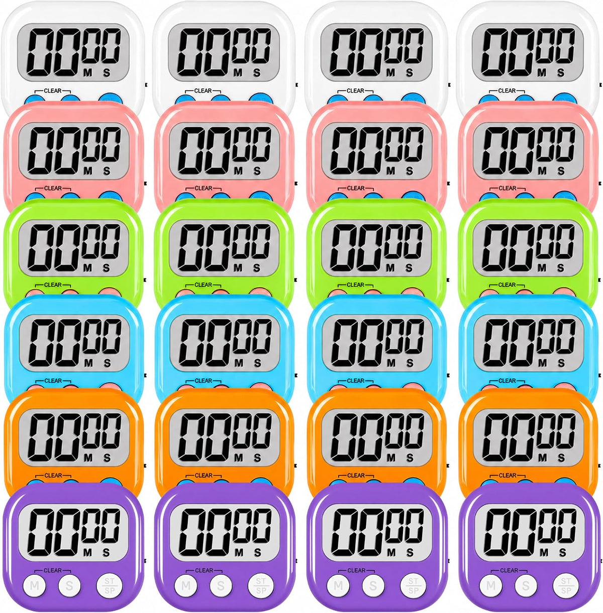 Digital Kitchen Classroom Timers for Kids Cooking 6pcs MulticolorA