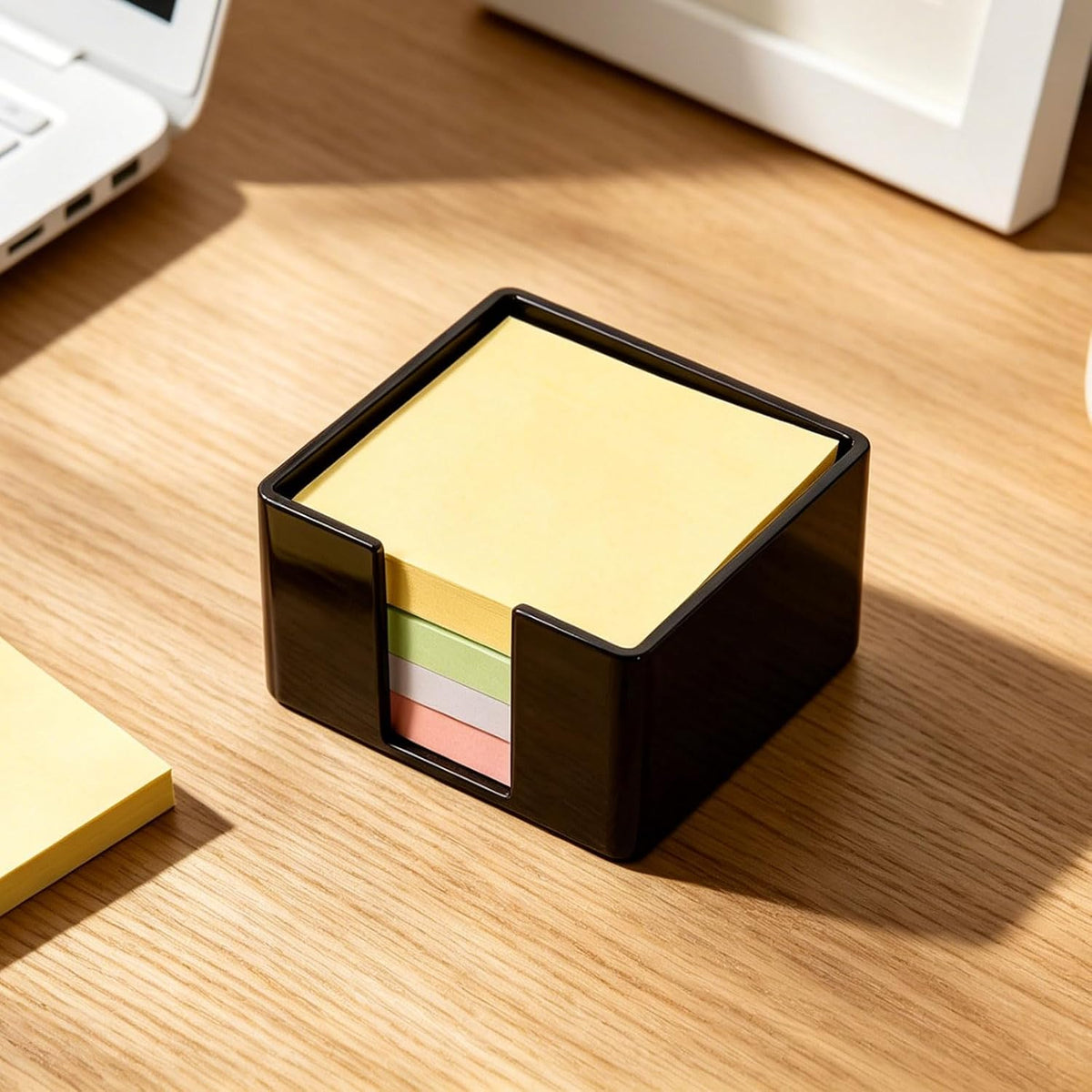 3x3 Inch Acrylic Sticky Note Holder, Crystal Clear Sticky Note Dispenser for Dorm Room Home and Office Acrylic Desk Organizer