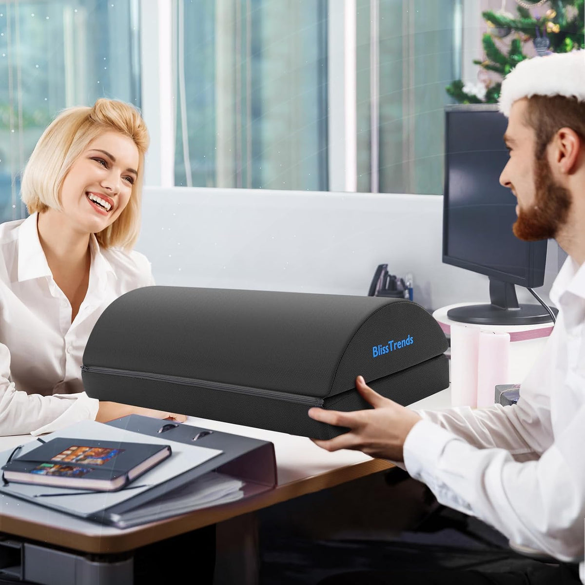 Foot Rest Under Desk, Foot Stool with 2 Adjustable Heights