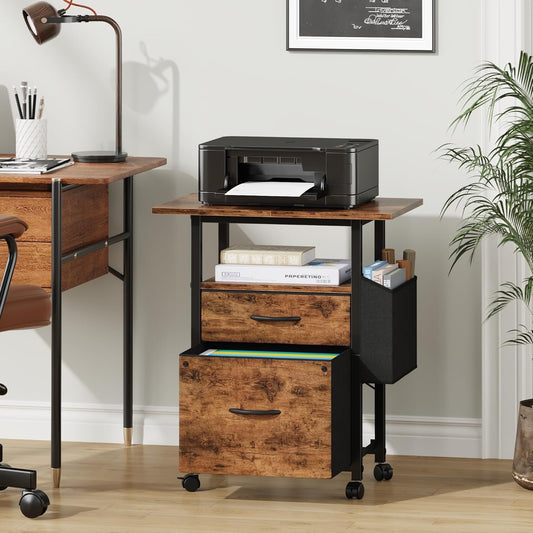2 Drawer File Cabinet 24''W, Mobile Filing Cabinet, Printer Stand