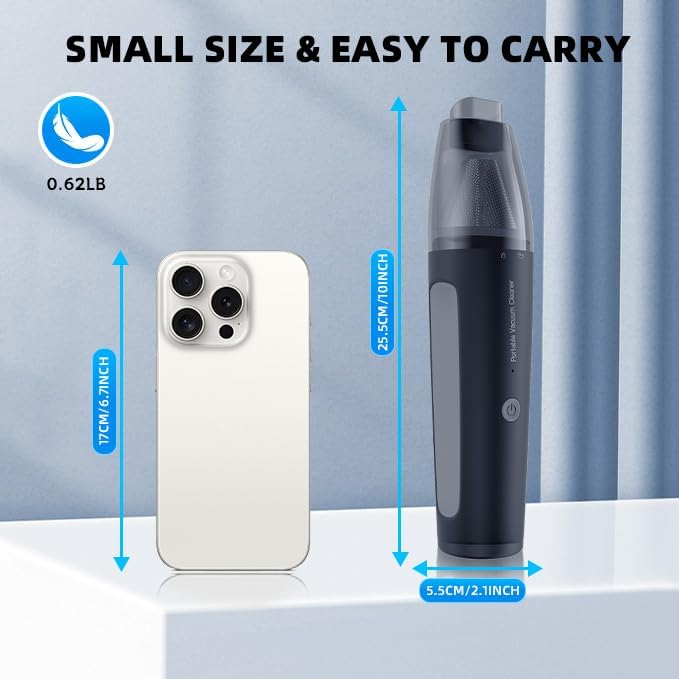 Cordless Handheld Vacuum Cleaner, Mini Car Vacuum with PowerfulSuction, 1800mAh high-CapacitybatteryPortable Dust Collector Pearl White