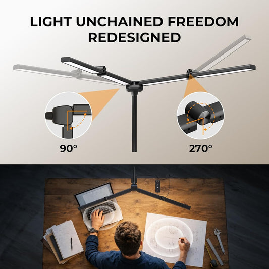 LED Desk Lamps for Home Office, Adjustable Swing Arm Desk Lamp with Clamp