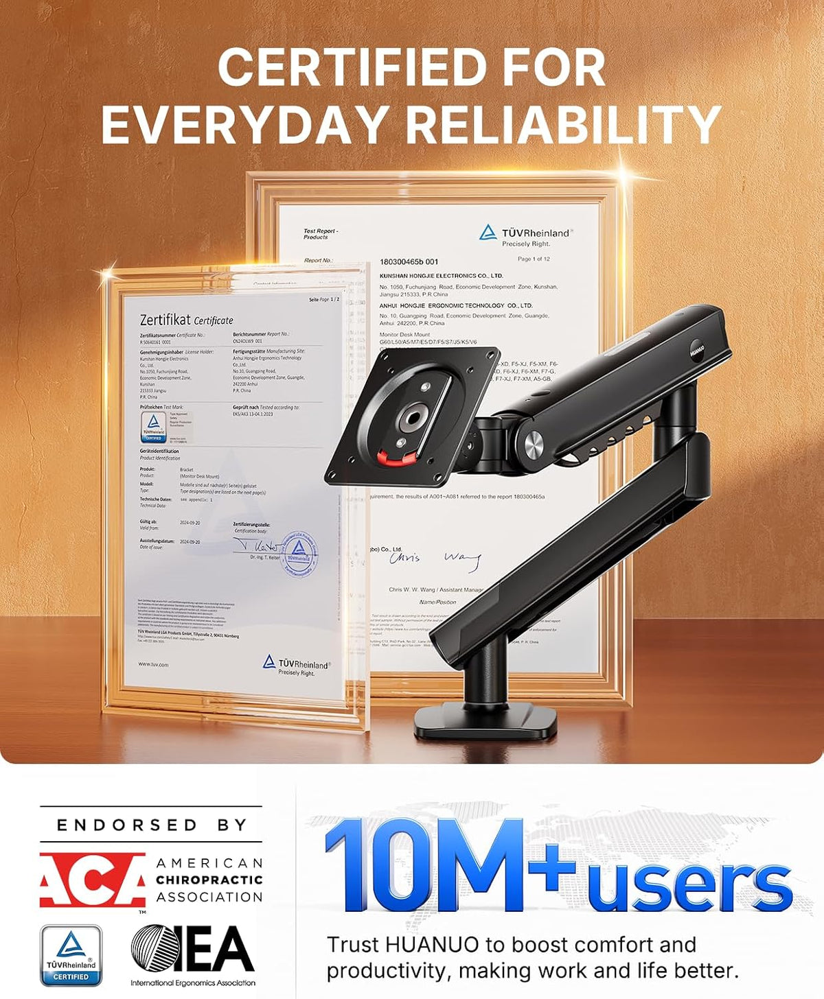FlowLift™ Pro Monitor Arm for 13–32" Screens, MechaSpring Monitor Mount, Fully-Adjustable Monitor Stand with Tilt/Swivel/Rotation, Tool-Free VESA Mount, C-Clamp/Grommet Base, Max Load 19.8 lbs